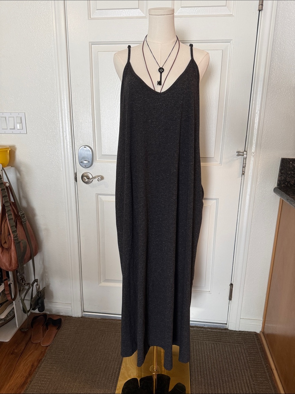 Sleek Black Spaghetti-Strap Maxi Dress